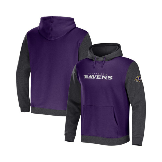 Men's NFL x Darius Rucker Collection by Purple, Charcoal Baltimore Ravens Colorblock Pullover Hoodie