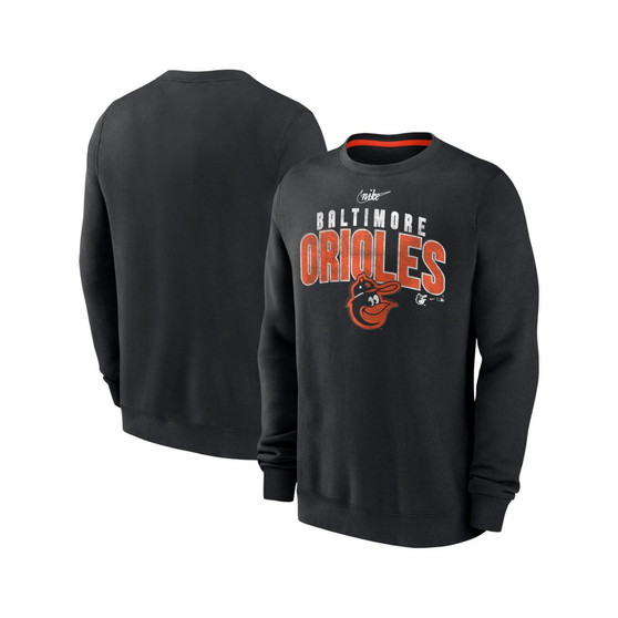 Men's Black Baltimore Orioles Cooperstown Collection Team Shout Out Pullover Sweatshirt