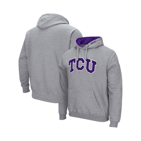 Men's Heathered Gray TCU Horned Frogs Arch and Logo 3.0 Pullover Hoodie