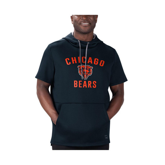 Men's Navy Chicago Bears Post Short Sleeve Pullover Hoodie