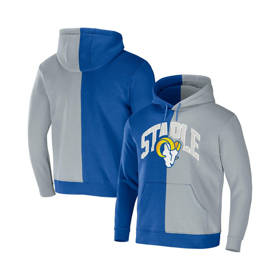 Men's NFL X Staple Royal, Gray Los Angeles Rams Split Logo Pullover Hoodie