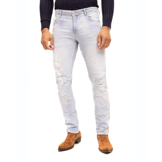 Men's Modern Splattered Stripe Jeans