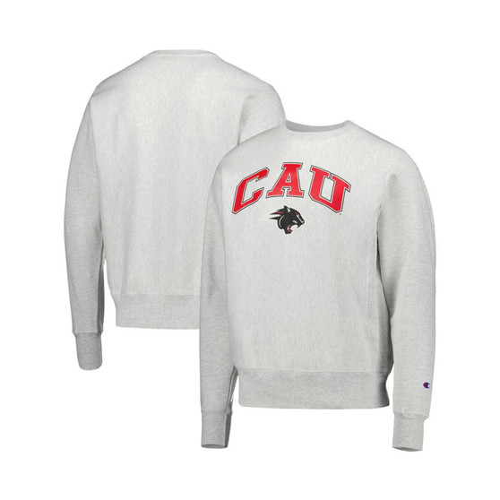 Men's Heathered Gray Clark Atlanta University Panthers Arch Over Logo Reverse Weave Pullover Sweatshirt