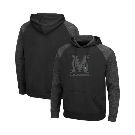 Men's Black Maryland Terrapins Blackout 3.0 Tonal Raglan Pullover Hoodie