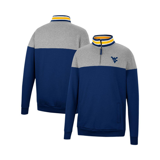 Men's Navy, Heather Gray West Virginia Mountaineers Be the Ball Quarter-Zip Top