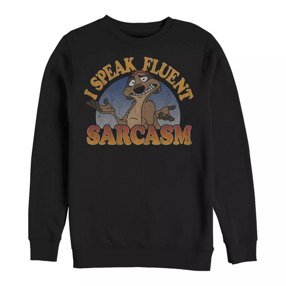 Disney Men's Lion King Timon Speaks Sarcasm, Crewneck Fleece