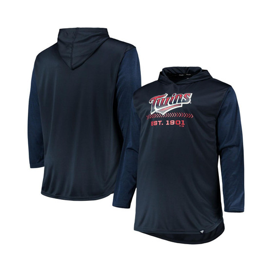 Men's Navy, Heathered Navy Minnesota Twins Big and Tall Wordmark Club Pullover Hoodie