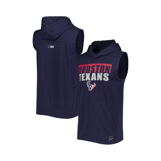 Men's Navy Houston Texans Relay Sleeveless Pullover Hoodie