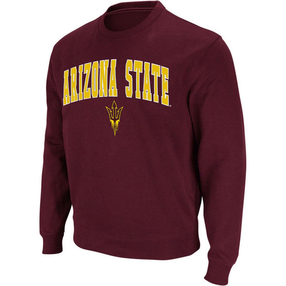 Men's Maroon Arizona State Sun Devils Arch Logo Crew Neck Sweatshirt