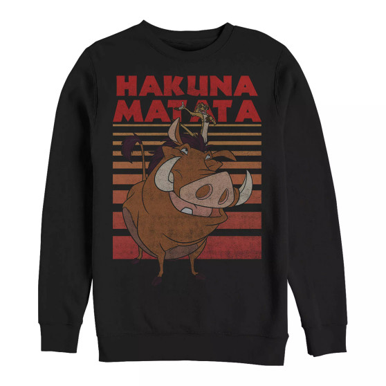 Disney Men's Lion King Timon Pumba Hakuna Matata Stripes, Crewneck Fleece
