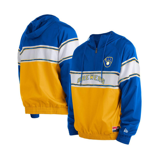 Men's Royal Milwaukee Brewers Ripstop Raglan Quarter-Zip Hoodie