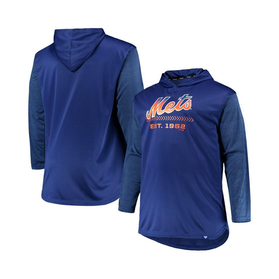 Men's Royal, Heathered Royal New York Mets Big and Tall Wordmark Club Pullover Hoodie