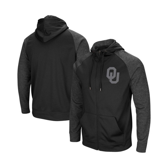 Men's Black Oklahoma Sooners Blackout 3.0 Tonal Raglan Full-Zip Hoodie