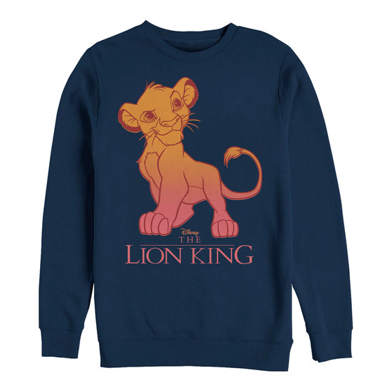 Disney Men's Lion King Young Simba Sunset Gradient, Crewneck Fleece