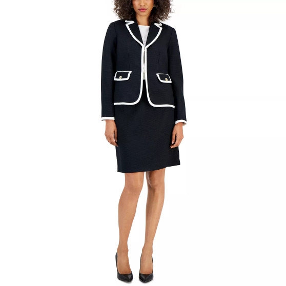 Women's Sparkle Contrast-Trim Jacket & Pencil Skirt Suit