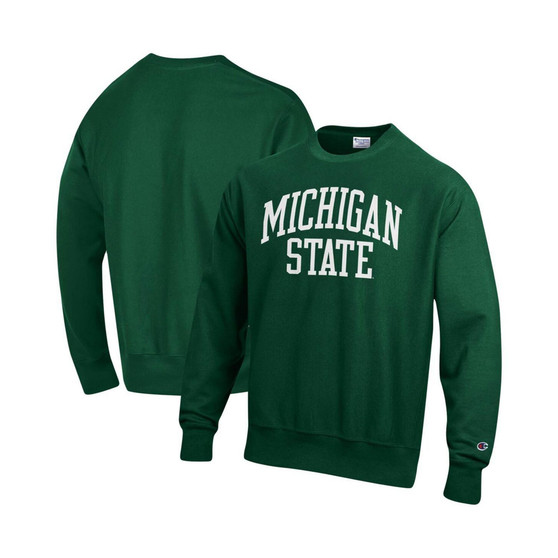 Men's Green Michigan State Spartans Arch Reverse Weave Pullover Sweatshirt