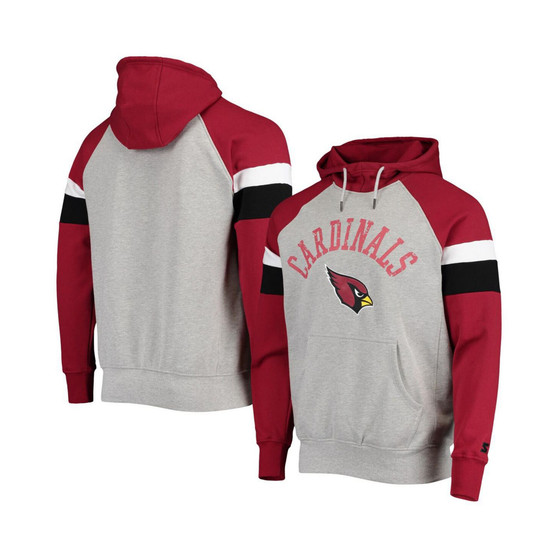 Men's Heathered Gray, Cardinal Arizona Cardinals Home Run Raglan Pullover Hoodie