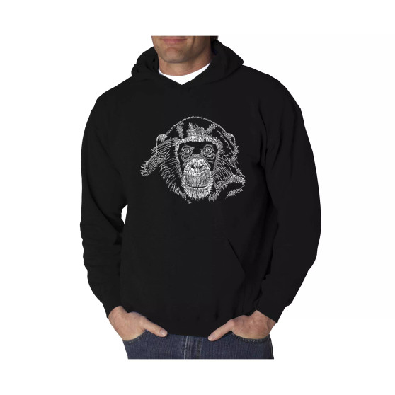 Men's Chimpanzee Word Art Hooded Sweatshirt