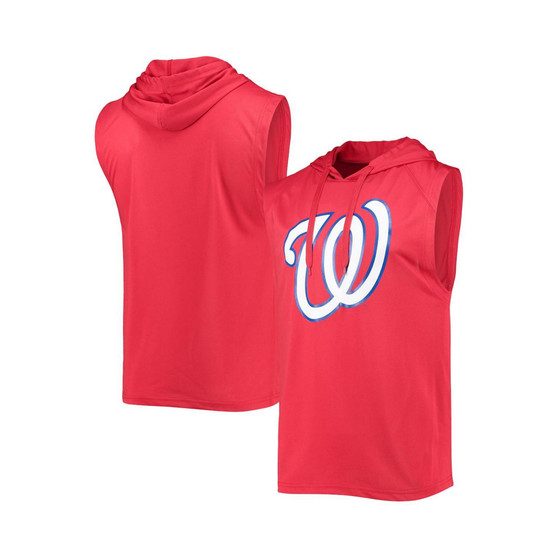 Men's Red Washington Nationals Sleeveless Pullover Hoodie