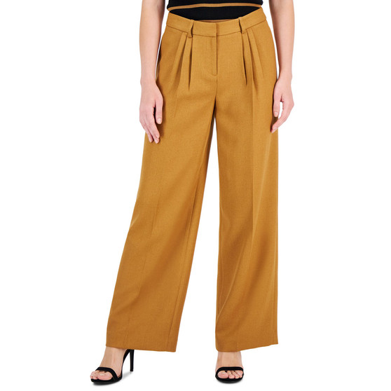 Women's Mid-Rise Zip-Front Wide-Leg Pants