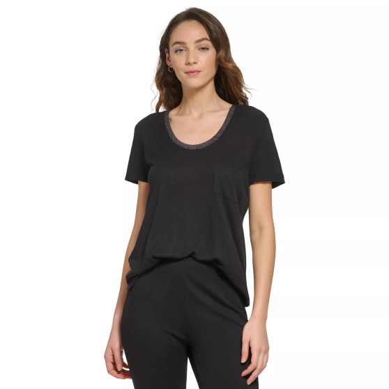 Women's Metallic-Trim Scoop-Neck Pocketed T-Shirt