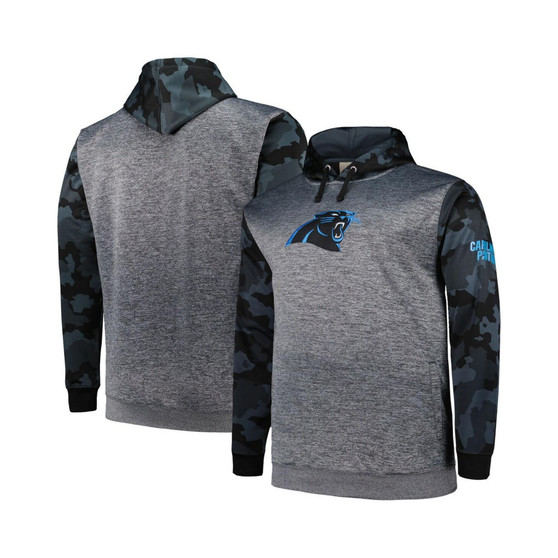 Men's Branded Heather Charcoal Carolina Panthers Big and Tall Camo Pullover Hoodie