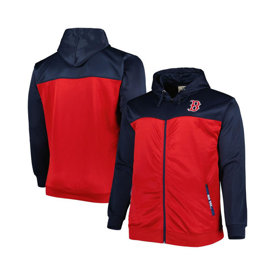 Men's Navy, Red Boston Red Sox Big and Tall Yoke Full-Zip Hoodie