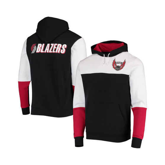 Men's Black Portland Trail Blazers Hardwood Classics Fusion 2.0 Colorblock Pullover Hoodie