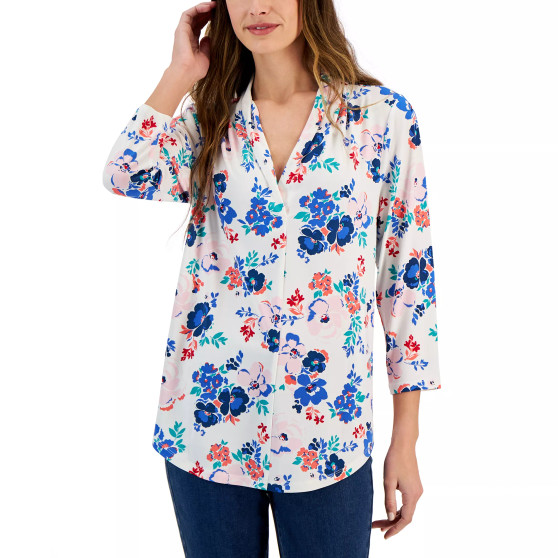 Women's 3/4-Sleeve Floral Top, Created for Macy's