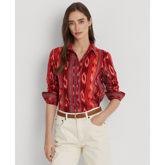Women's Geo-Striped Cotton Voile Shirt