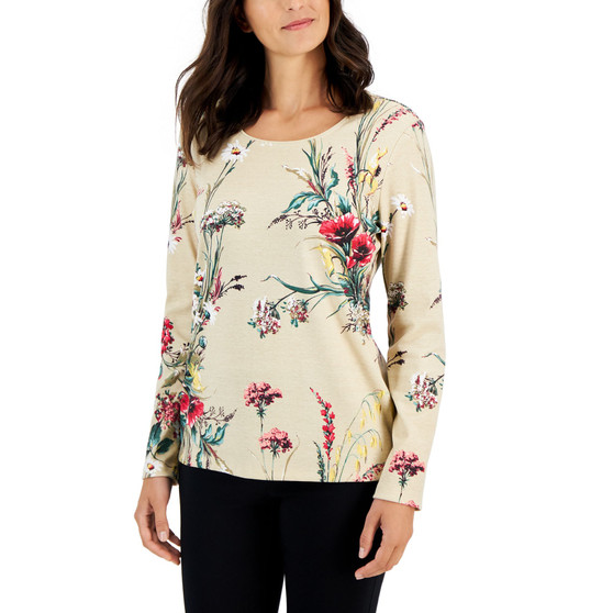 Women's Scoop-Neck Long-Sleeve Top, Created for Macy's