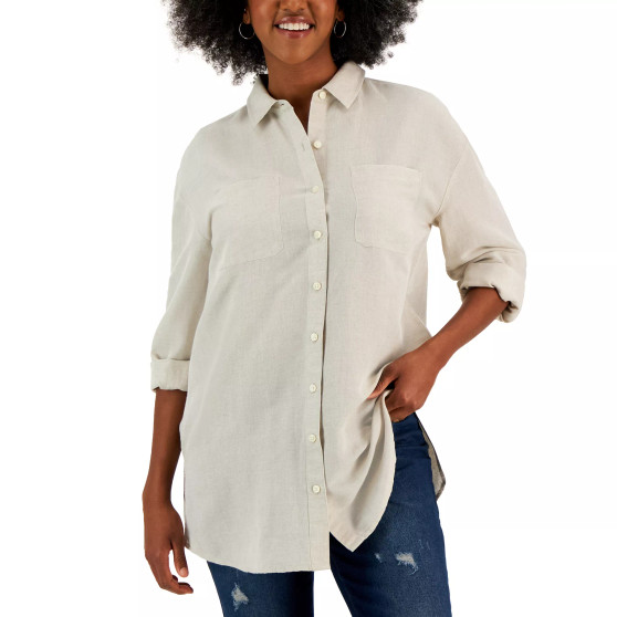 Women's Linen Blend Tunic Shirt, Created for Macy's