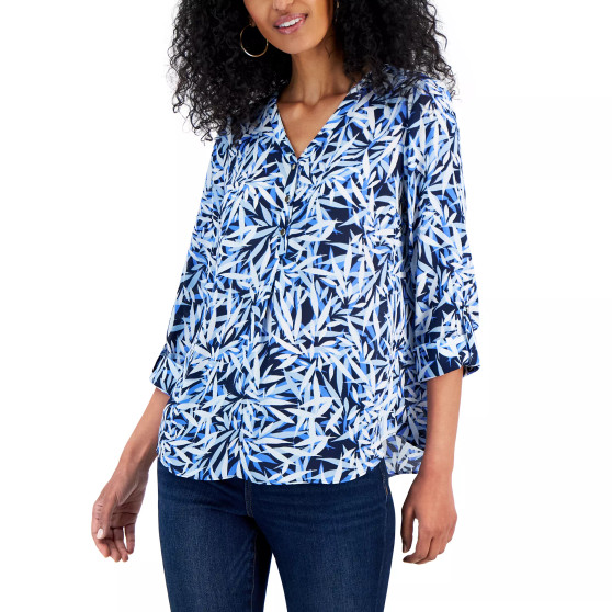 Women's Foliage Flutter Printed Utility Top, Created for Macy's