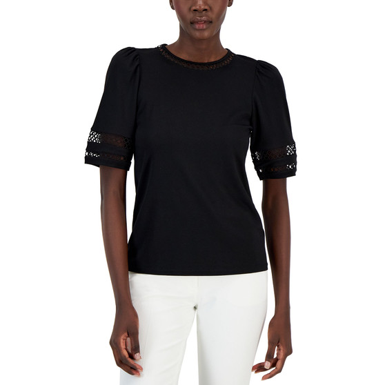 Women's Lace-Trim Elbow-Sleeve Blouse