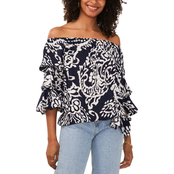 Women's Paisley-Print Off-the-Shoulder Blouse