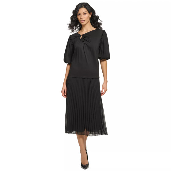 Women's Asymmetrical Puff-Sleeve Top