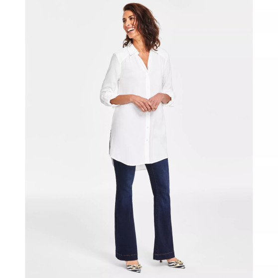 Women's Roll-Tab Button-Down Long Blouse, Created for Macy's, Regular & Petite