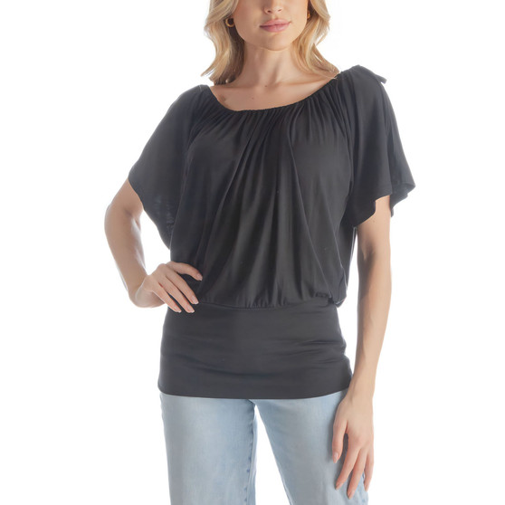Women's Short Sleeves Slit Shoulder Top