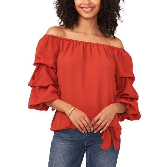 Women's Off-The-Shoulder Bubble-Sleeve Blouse