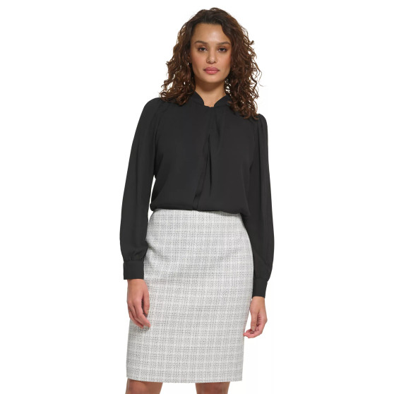 Women's Pleated-Front Long-Sleeve Blouse