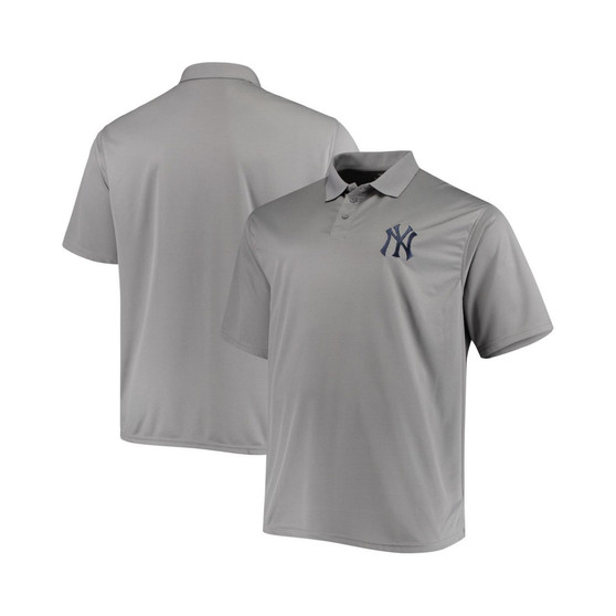Men's Branded Gray New York Yankees Big Tall Solid Birdseye Polo Shirt