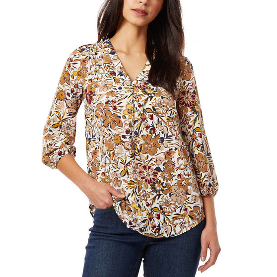 Women's Kelly Printed V-Neck Blouse