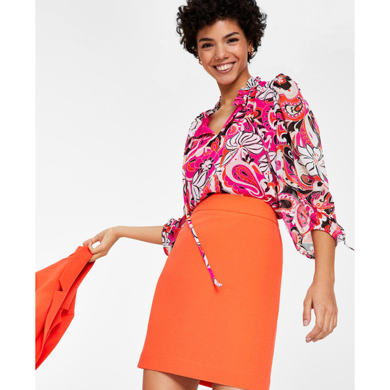 Women's Floral-Print Split-Neck Blouse, Created for Macy's