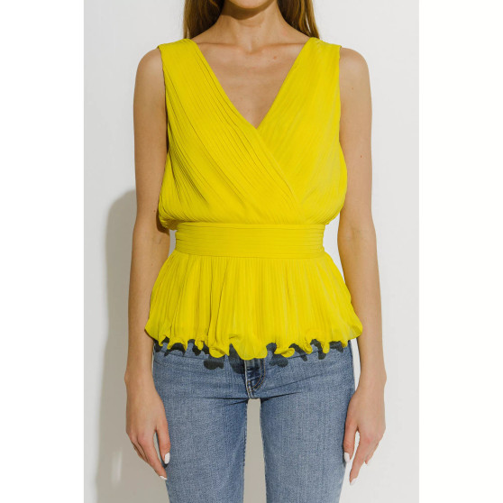 Women's Pleated Peplum Top