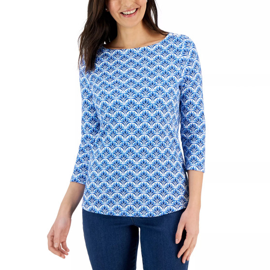 Women's Cotton Leona Fans Printed Top, Created for Macy's