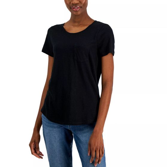 Women's Scoop-Neck Short-Sleeve Pocket T-Shirt, Created for Macy's