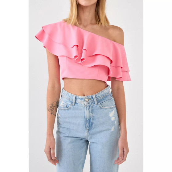 Women's Ruffled One Shoulder Top
