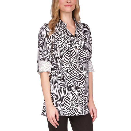 Women's Graphic Zebra Long Sleeve Tunic