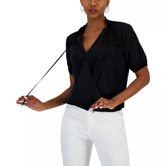 INC International Concepts Women's Surplice Tie-Neck Top, Created for Macy's