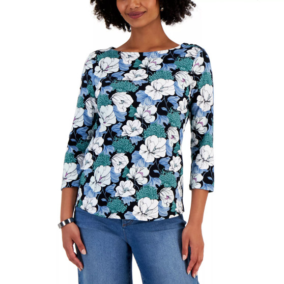Petite Cotton Floral Top, Created for Macy's